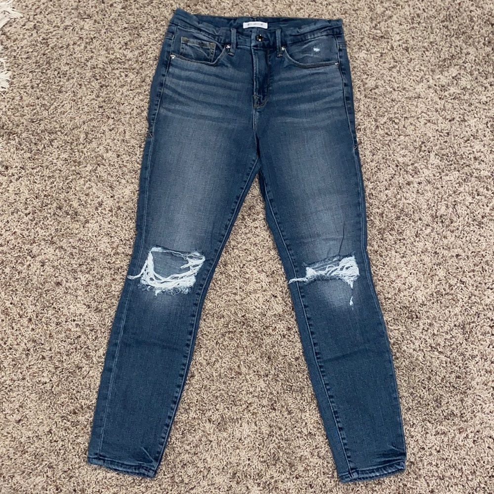 Good American high rise distressed jeans